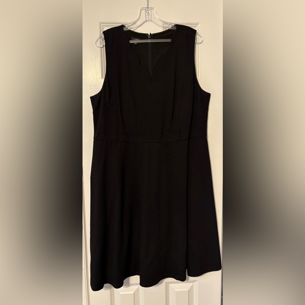 Talbots Elegant Black Sleeveless Dress with Scalloped Neck - Size 16